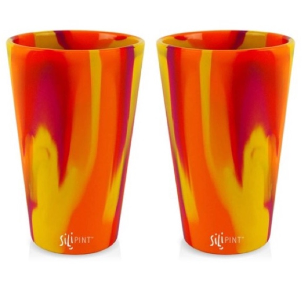 Set of 2 Sili Pint silicone cups - Sunfire Smash Tie-Dyed